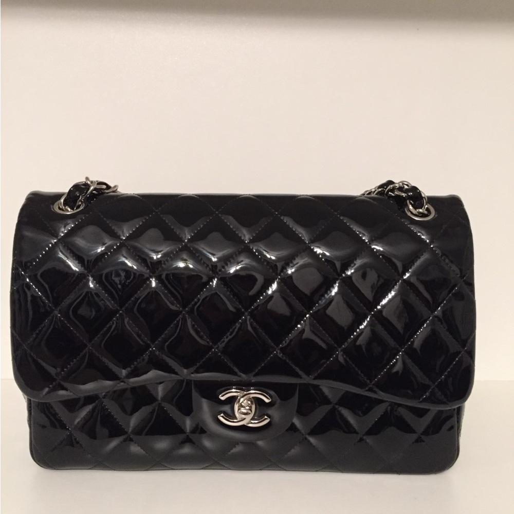 Patton leather Chanel classic bag